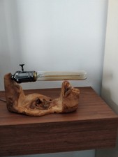 Lampada abat-jour artigianale in legno radice d'ulivo lampadina attacco e27