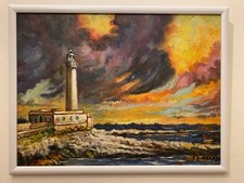 Olio su compenzato di legno 30X40 cm Quadro firmato Di Grande+cornice