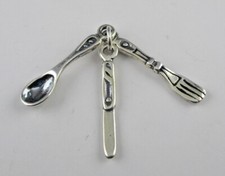 COLTELLO argento sterling forchetta CUCCHIAIO ciondolo per bracciale POSATE ARGENTERIA VINTAGE