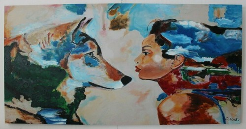 Quadro moderno donna lupo - quadro,