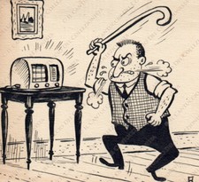 1950c MARCIANA MARINA Disegno Marino ADRIANI Radio Livorno vignetta originale