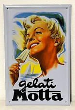 GADGET - TARGA PUBBLICITARIA IN LATTA - VINTAGE 1990s - GELATI MOTTA