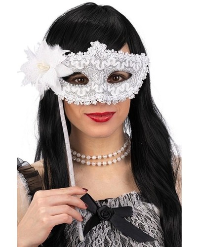 Maschera bianca con - , bastoncino