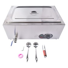 1200W Electric Stainless Steel Steam Food Warmer 86-185°F Temperature Control
