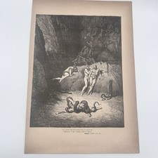 Gustave Dorè: Xilografia Divina Commedia 1887 Inferno “Metamorfosi” 24x33cm