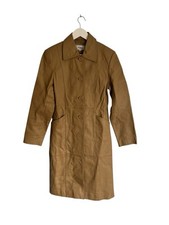Cappotto giacca pelle trench nudo toni pelle vintage Y2K 00s taglia 12 10 lunghezza lunga 