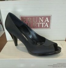 Decollete donna scarpe tg36 punta spuntata nero raso tacco vernice Pinup Vintage