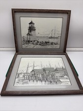 Set 2 stampe porto barca da