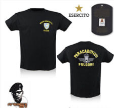 T-SHIRT MAGLIETTA MILITARE PARACADUTISTI FOLGORE A MANICA CORTA NERA ORIGINALE