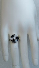 DELISIOSO IMPORTANTE ANELLO ARG.925 RODIATO-OPALI-ZAFFIRI BLU NATURALI  MIS.16