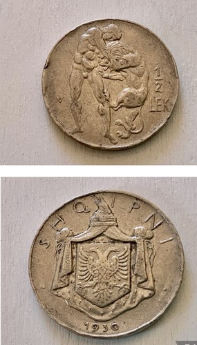 Regno albania moneta 1 - , 1/2