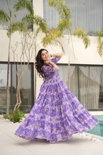 Abito Anarkali Stampato In