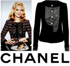 Giacca pizzo tweed nero Chanel