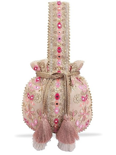 Potli bag seta ricamata - bag, in