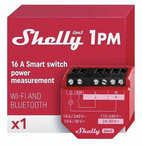 Shelly 1pm gen3 16a relè - 1pm,