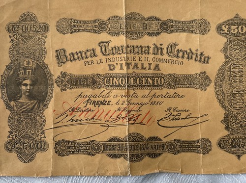 Rara banconota 500 lire 1880 - rara,