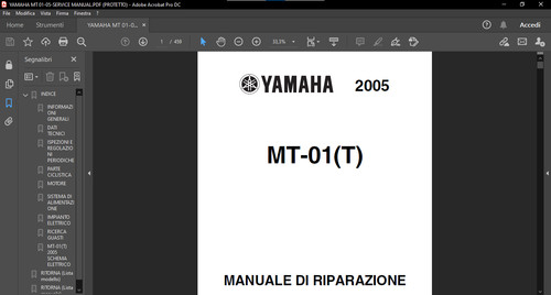 Manuale officina yamaha 01 - officina, mt-01