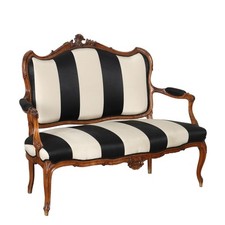 Divano Antico Barocchetto Noce Imbottitura Tessuto Italia XX Secolo Originale