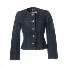 Giacca Chanel Coco Button Cotone Denim Taglia Sconosciuta Donna Blu Navy No Modello 
