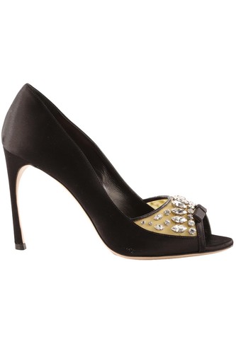 Miu décolleté raso nero - miu,