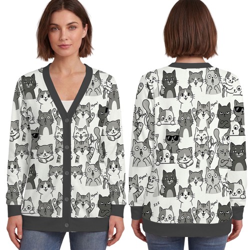 Cardigan divertente facce - , di