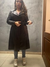 trench donna vera pelle nero 