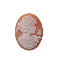 *HH* Antico Cammeo Nobildonna Cameo Donna Primavera Uccellino Ciondolo Pendente 