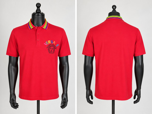 Polo versace rosso righe - polo,