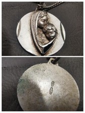 medaglia collana nativita argento smalto madonna gesu bambino