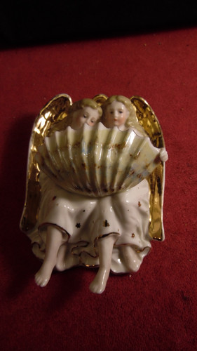 Bénitier porcelaine dorée - en,