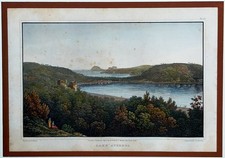 Lake Avernus ( Lago d'Averno) incisione su acciaio colorato 23,5 x 16,2 cm 