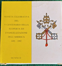 -VATICANO GIOVANNI PAOLO II 500 Lire Argento 1992 SCOPERTA  AMERICA