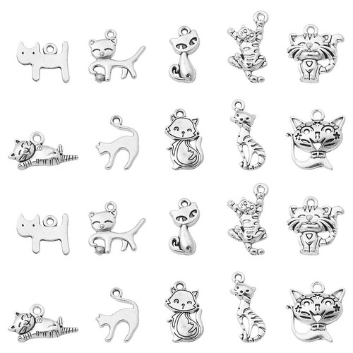 100pz ciondolo gatto stile - ciondolo,