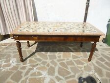 Antico Tavolo 200x95 cm ep '800 Radica Noce Piano in Graniglia Marmo Intarsiato
