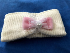 Fascetta bianca battesimo con fiocco rosa