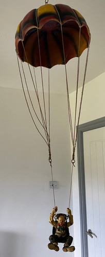 Vintage parachuting clown - vintage,