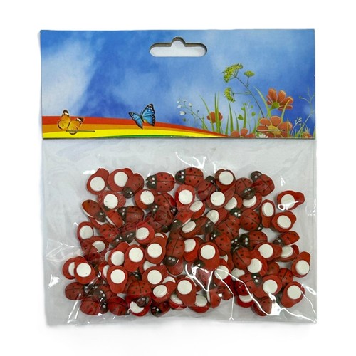 100 pezzi coccinella legno - pezzi,
