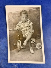 BAMBINO su triciclo Foto d'epoca anni '50 GIORDANI