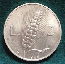 ITALIAN REPUBLIC 2 LIRE 1946 "