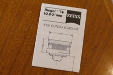 Zeiss G BIOGON 1:2,8 21 mm: Instructions + papers EN / DE / FR / ES