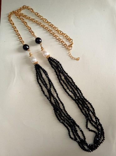 Collana ottone cristallo - cristallo, nero