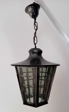 Lampadario a lanterna in ferro e vetro vintage - nero.