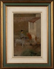 UMBERTO BOTTAZZI. ROMA 1865+1932 OLIO SU TAVOLA 1925