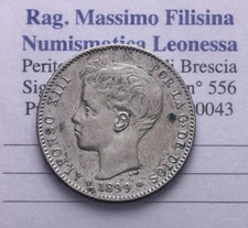 NL* SPAGNA ALFONSO XIII BAMBINO 1 PESETA ARGENTO 1899 / 1899 come foto