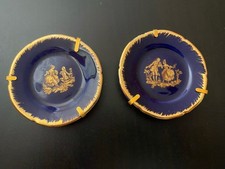 Limoges Mini piatti scena corteggiamento in porcellana blu oro cobalto