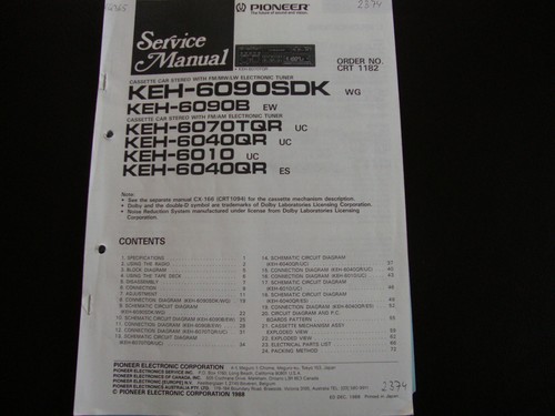 Manuale servizio pioneer - ,