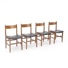 4 sedie in legno con seduta imbottita, anni ’50, chairs, mid-century modern, ita