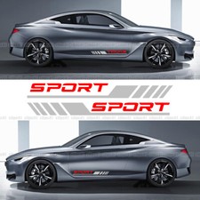 2 adesivi argento lato portiera auto sport corsa vinile riflettente decalcomania accessori