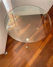 Tavolino vetro-cristallo rotondo vintage lusso italia 3 gambe argento