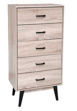 CASSETTIERA 5 CASSETTI MODERNA SETTIMINO NATURALE ROVERE PIEDI LEGNO 118*60*40cm